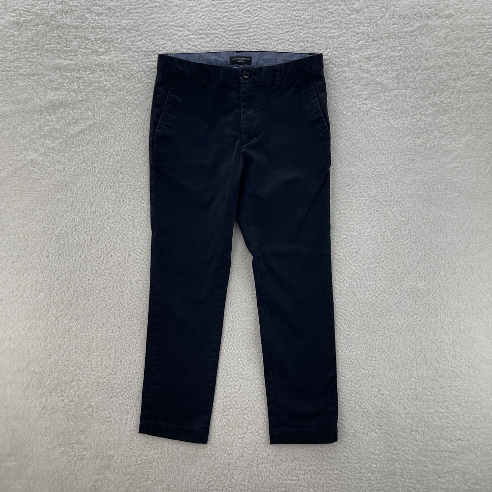 Banana Republic Chino Pants Mens 32x30 Black Aiden Slim Fit Preppy Office Luxury